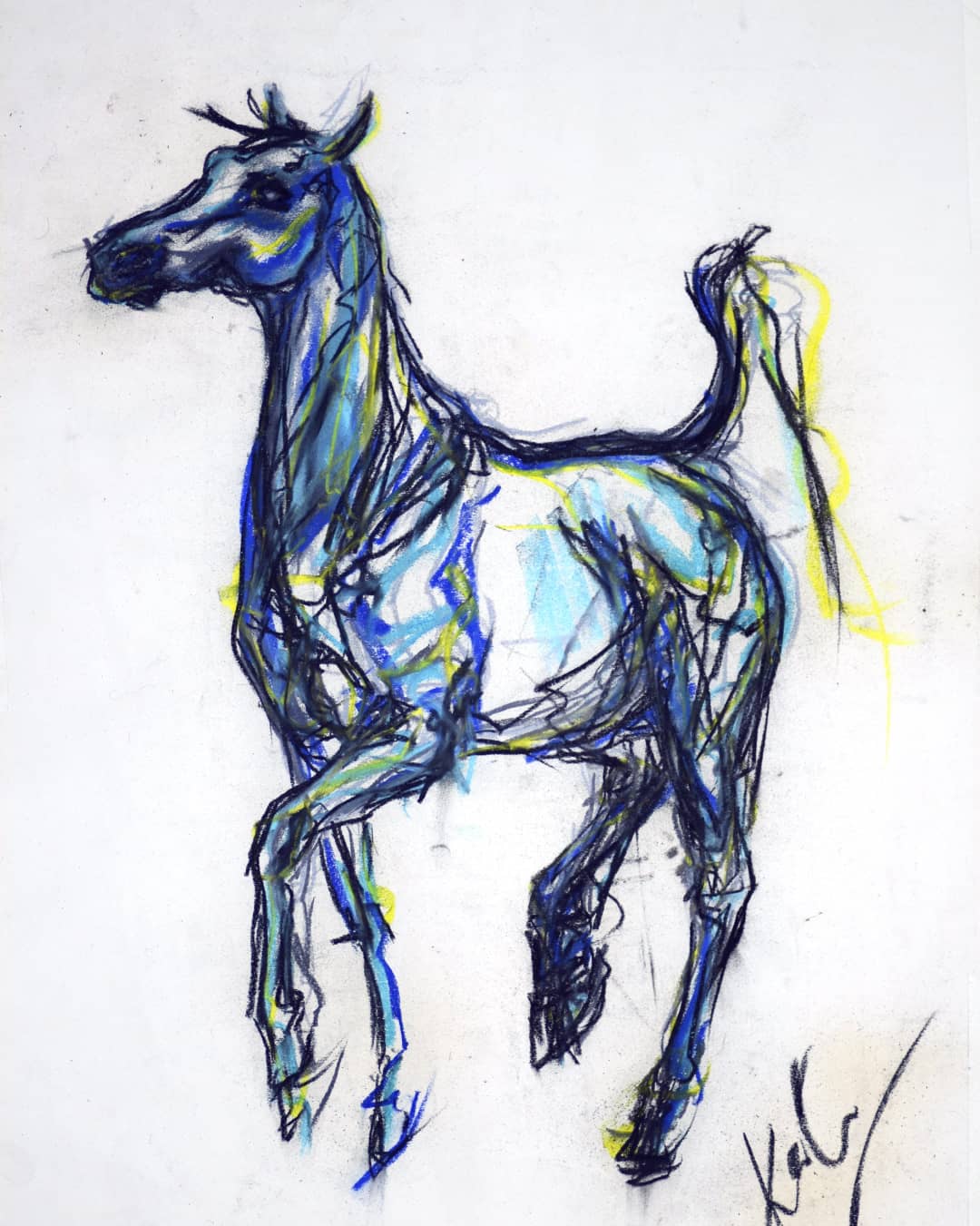 Kate Mieczkowska — pastel horse in blue